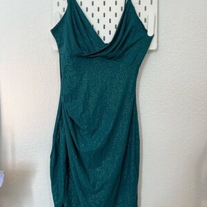 Cute Green Shimmery Dress with small slit